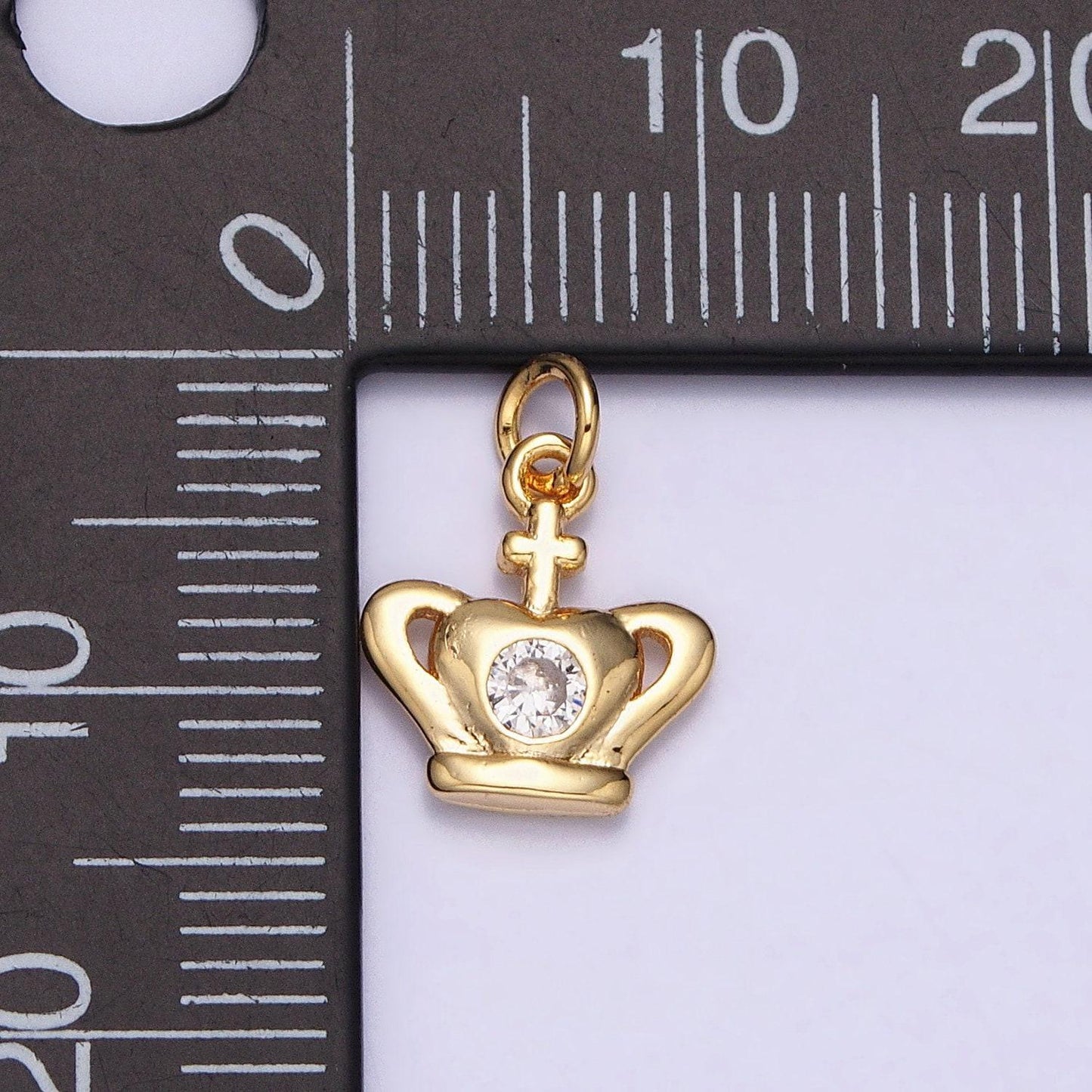 16k gold filled mini royal crown coronation cross clear cz add-on charm | ac1156