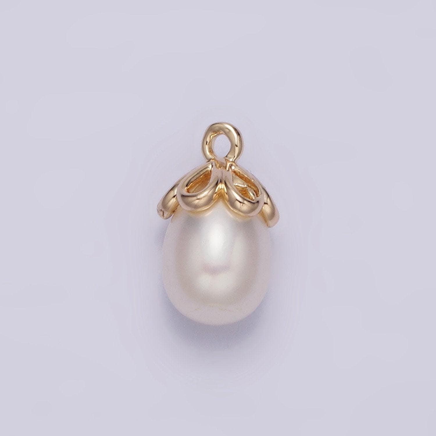 14k gold filled 13mm drop freshwater pearl open teardrop charm | n1046
