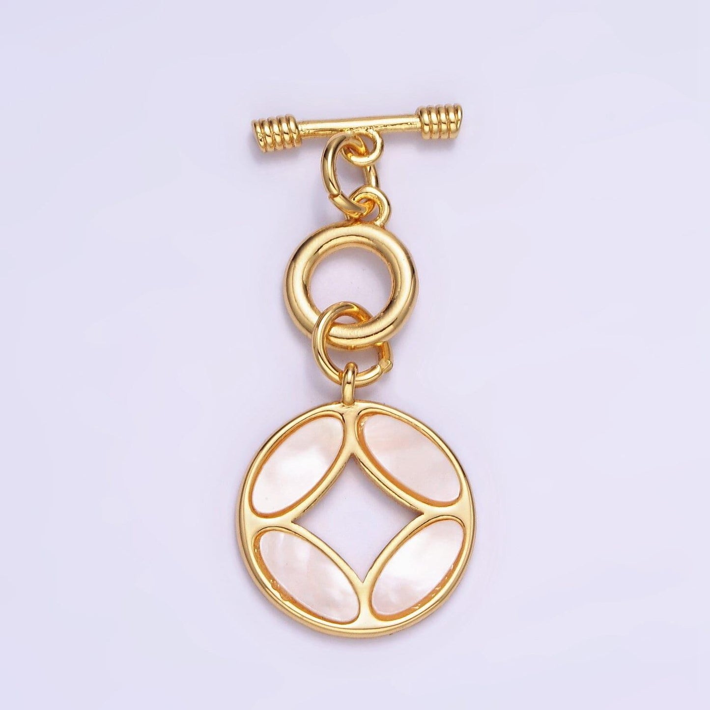 14k gold filled open pearl quatrefoil ot toggle clasps closure jewelry making supply | z-694
