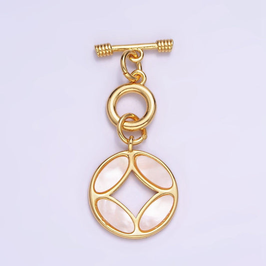 14k gold filled open pearl quatrefoil ot toggle clasps closure jewelry making supply | z-694