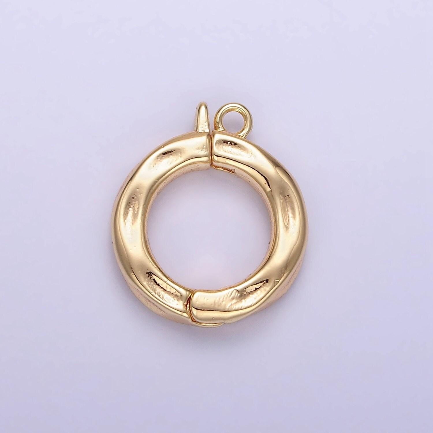 Mini hammered texture classic round gold charm enhancer clasp pendant clasp for bracelet necklace jewelry making z795