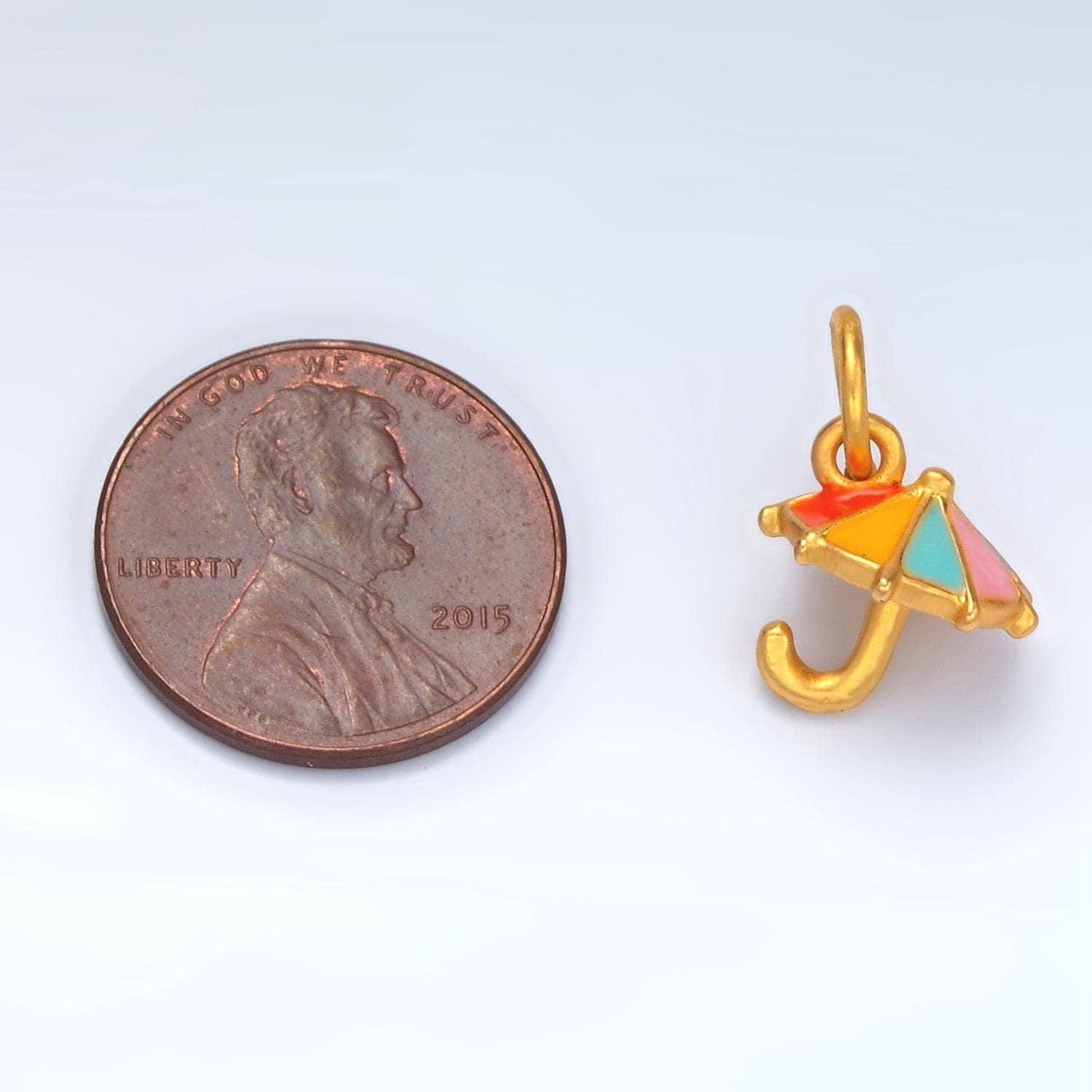 24k gold filled mini children's enamel open umbrella charm | m-143