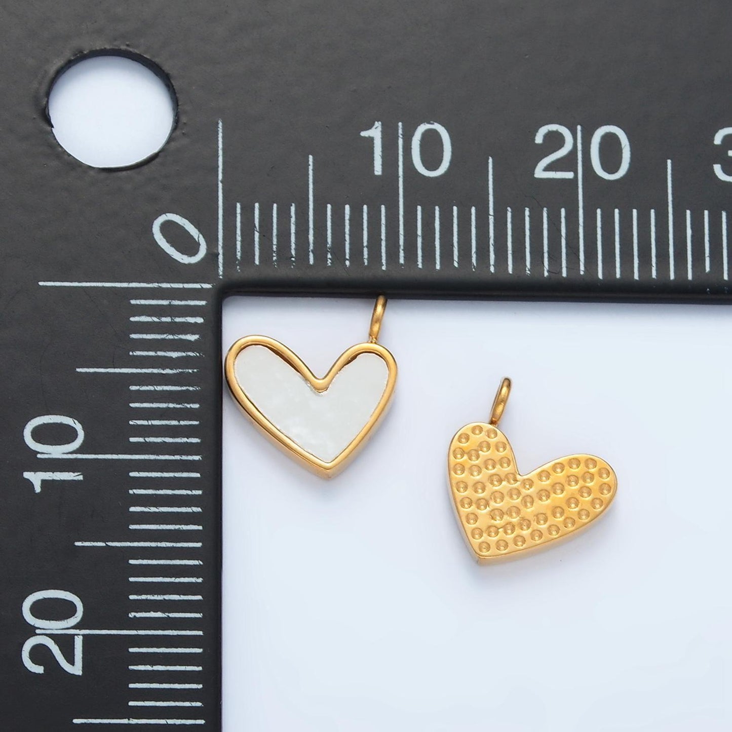 Dainty gold pearl heart charm stainless steel pendant for bracelet necklace charm supply p-881