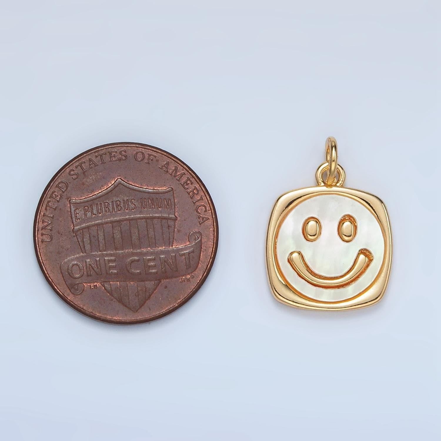 24k gold filled 13mm shell pearl happy smile charm dont worry be happy inspired charm | m-566