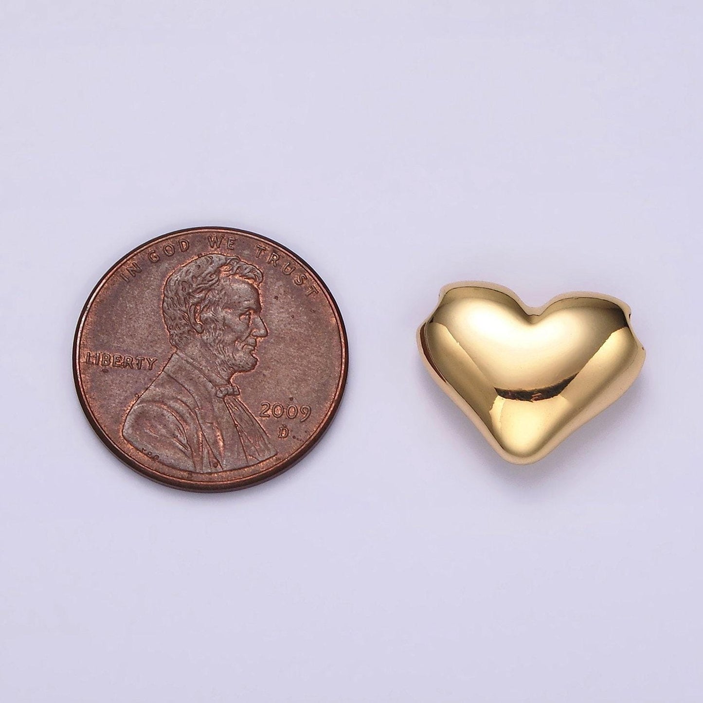 24k gold filled 13mm chubby heart minimalist bead | b844