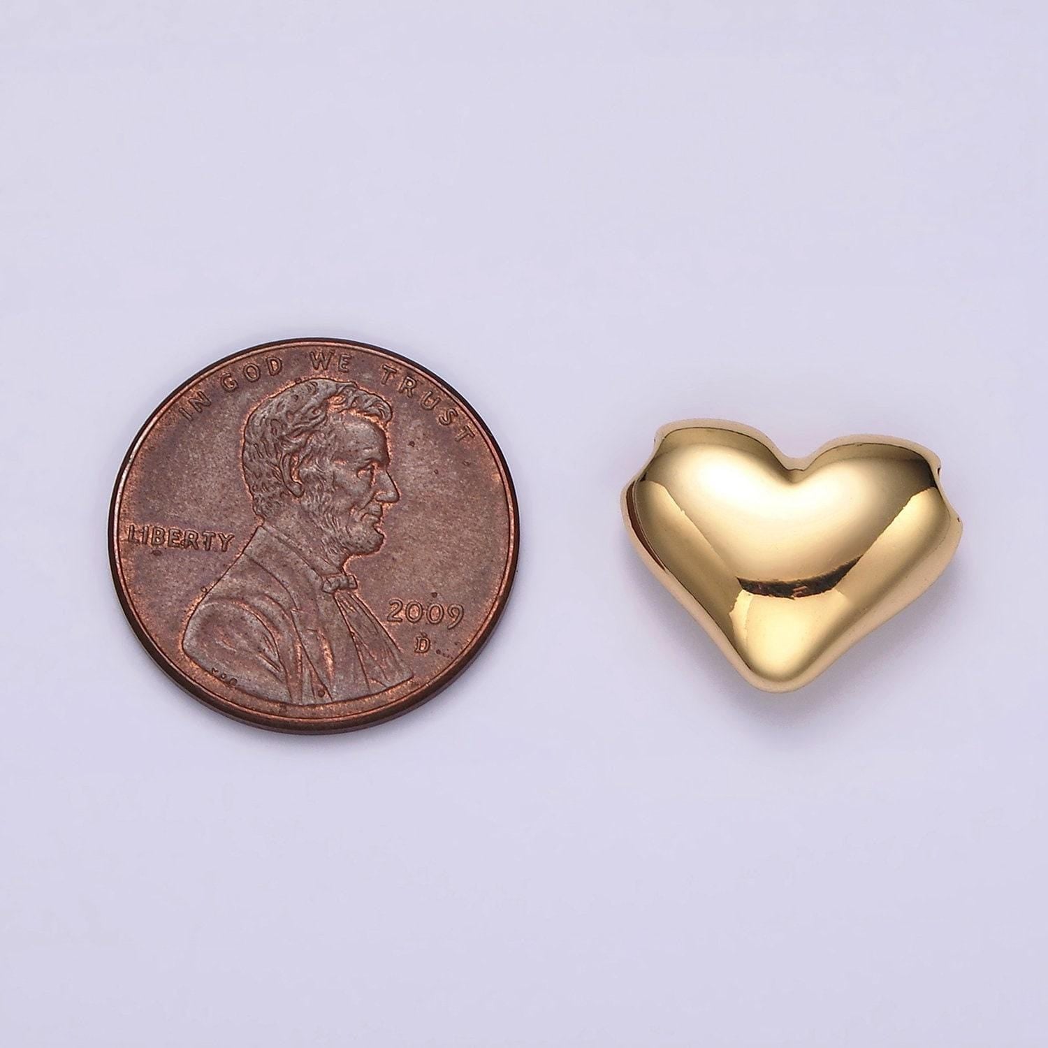 24k gold filled 13mm chubby heart minimalist bead | b844