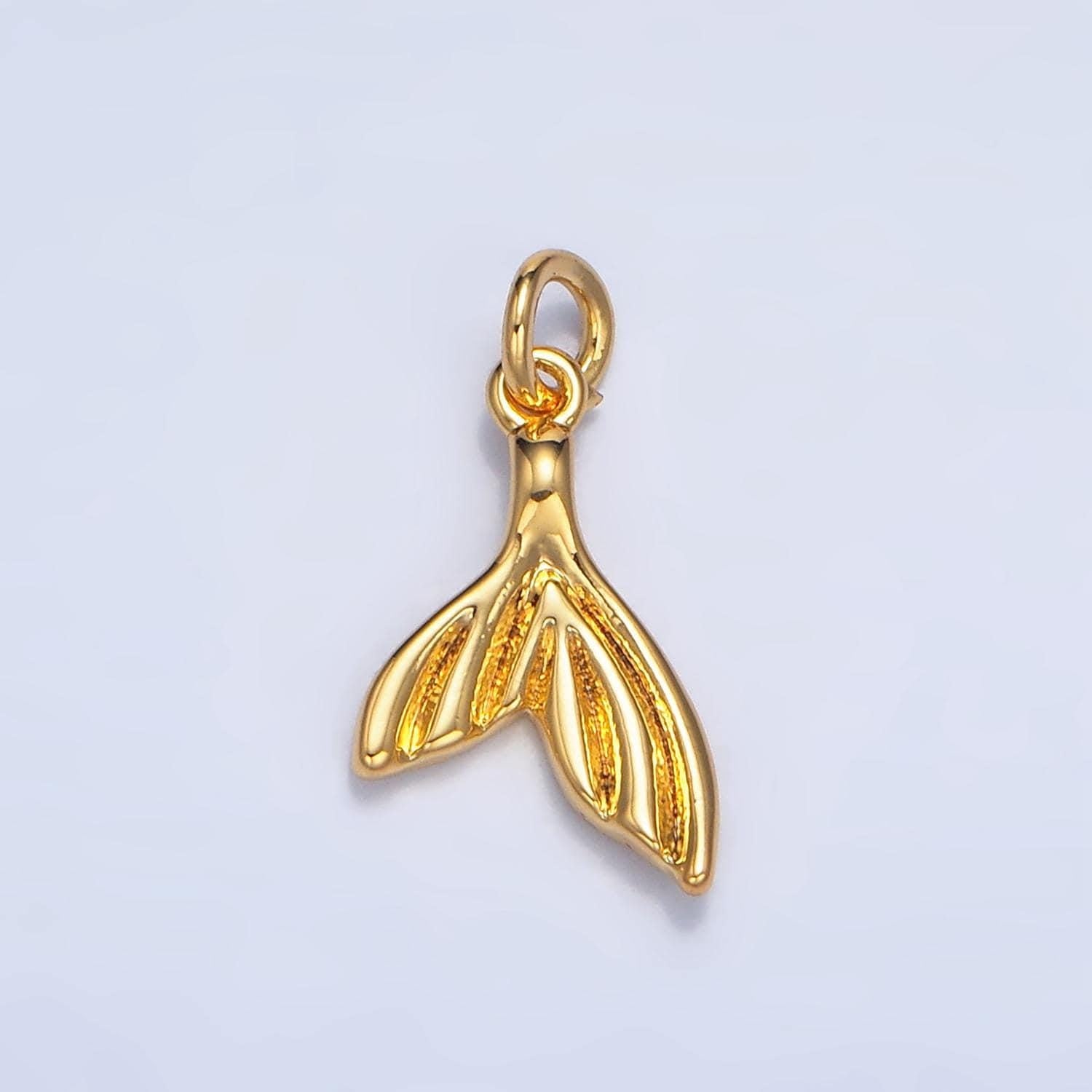 Minimalist geometric whale tail 24k gold filled ocean animal charm | w-086