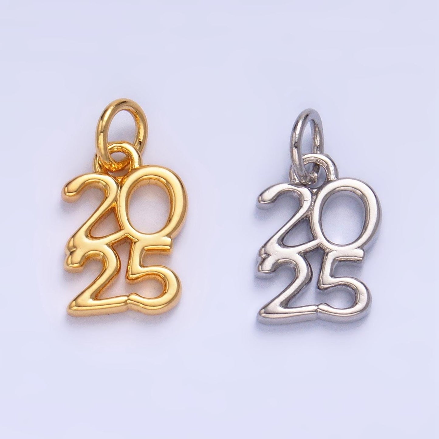 Dainty gold filled 2025 year letter charms pendant diy jewelry making charm for new years eve gift jewelry graduation hat ornament