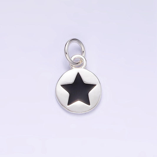 Mini black silver star charm s925 sterling silver star charm for add on charm bracelet necklace earring finding sl-020