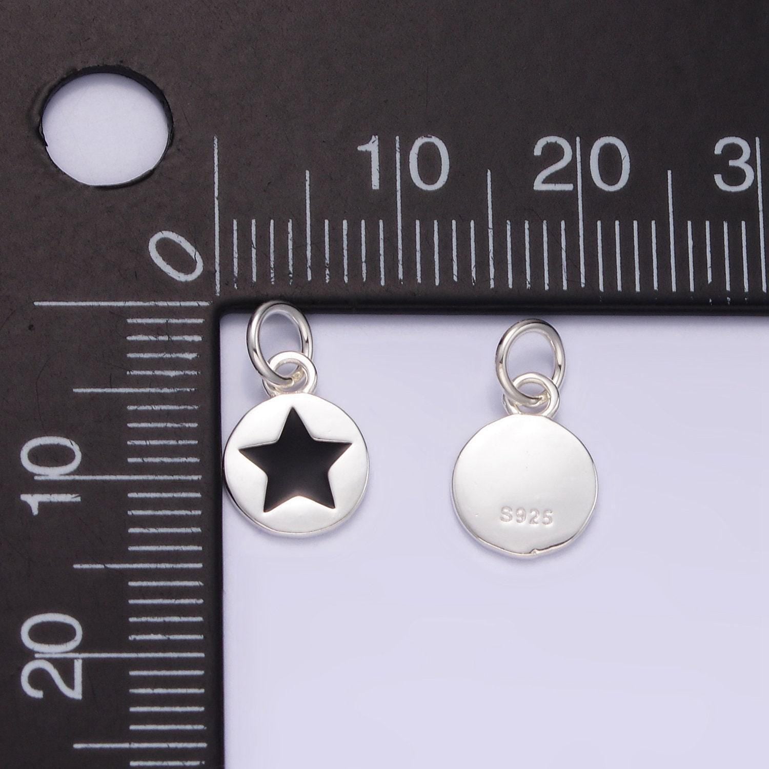 Mini black silver star charm s925 sterling silver star charm for add on charm bracelet necklace earring finding sl-020