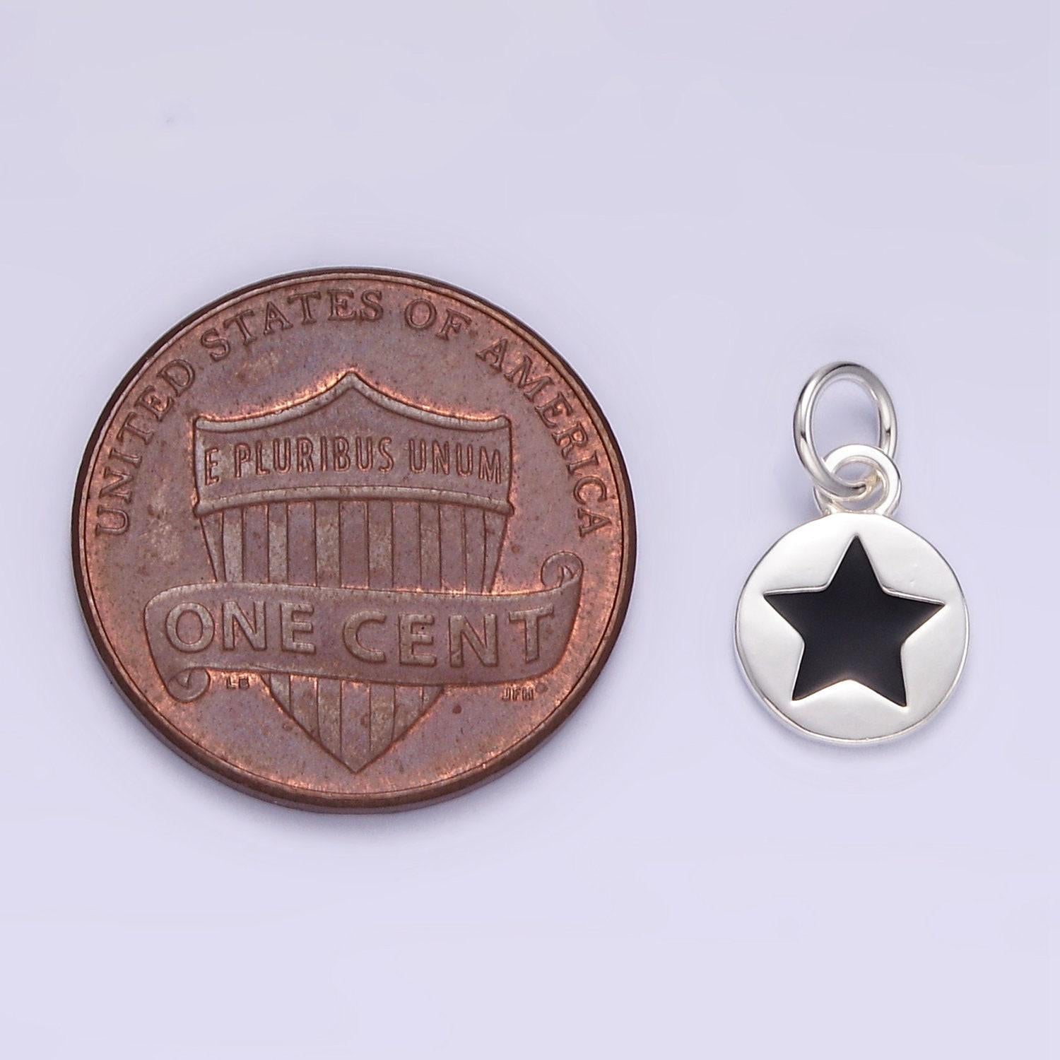 Mini black silver star charm s925 sterling silver star charm for add on charm bracelet necklace earring finding sl-020