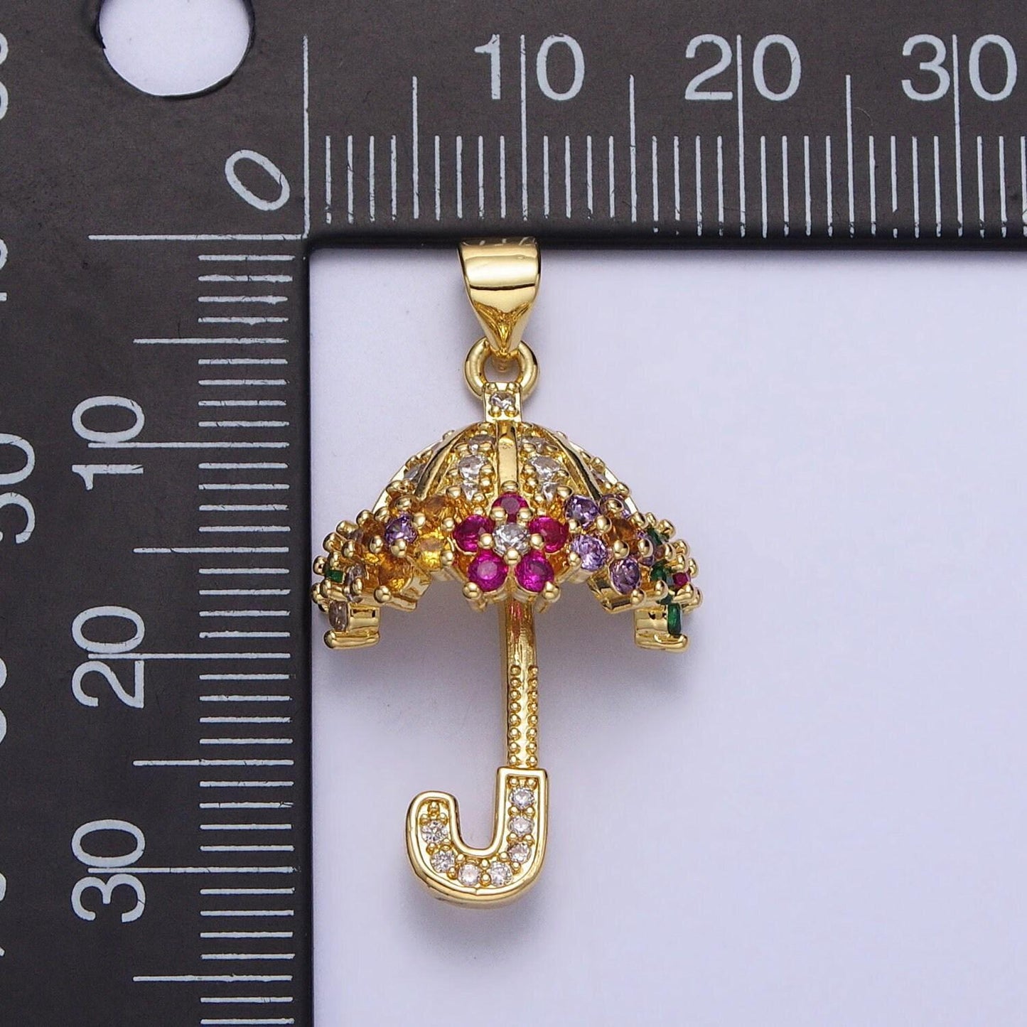 Dainty gold cubic umbrella charm micro pave umbrella pendant for necklace jewelry craft supplies aa-019