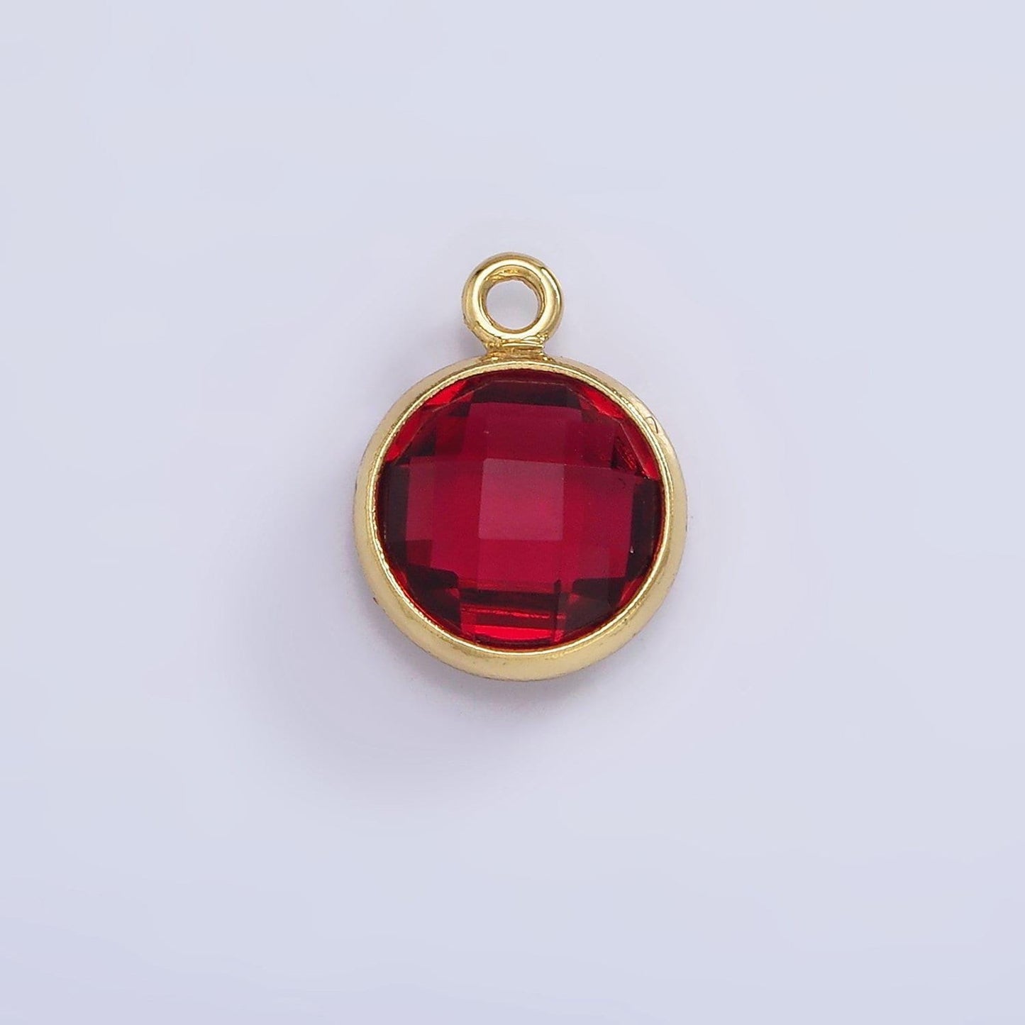 9mm round birthstone cubic zirconia circle gold charm add on component for jewelry making | n-1209 n-1210