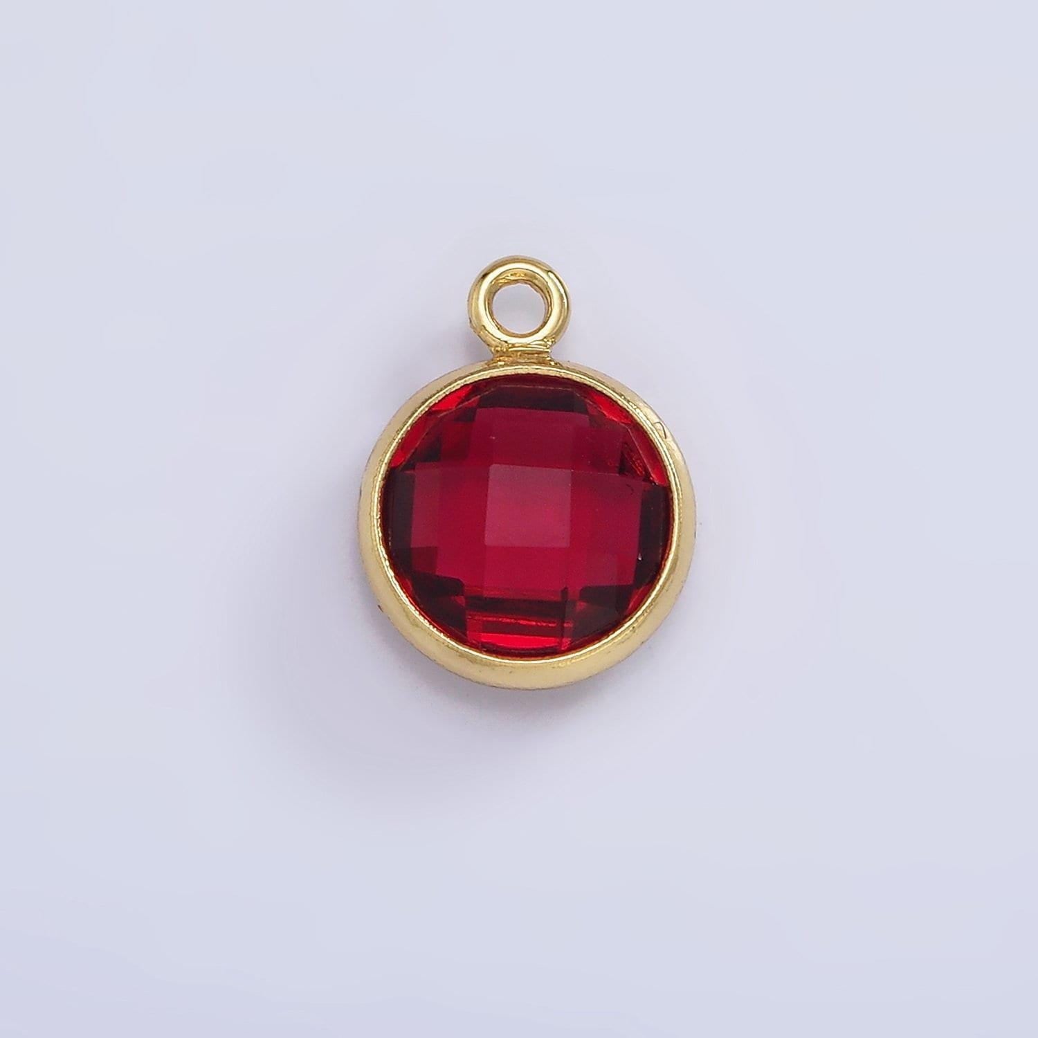 9mm round birthstone cubic zirconia circle gold charm add on component for jewelry making | n-1209 n-1210