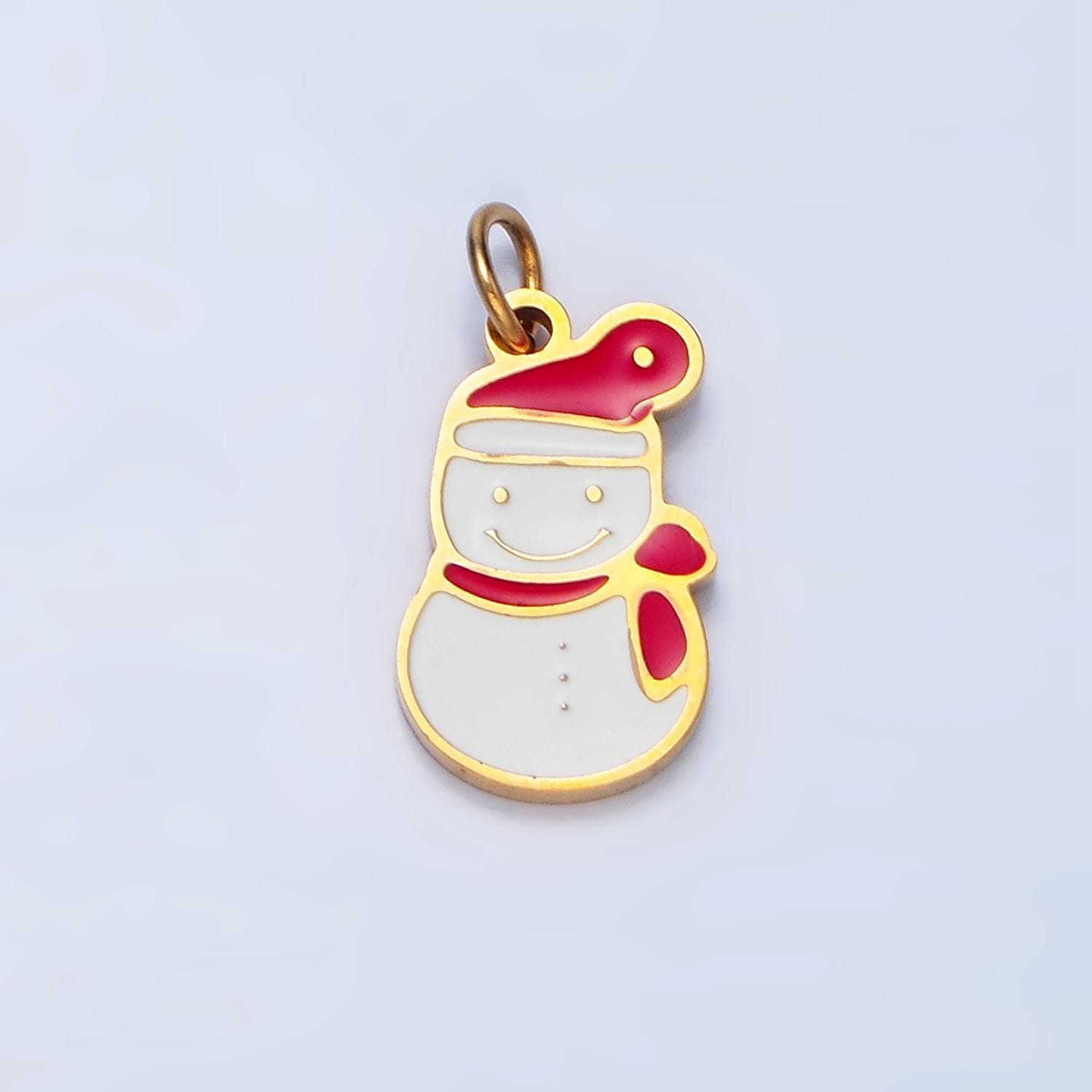 Enamel snowman stainless steel christmas holiday charm | p-1372