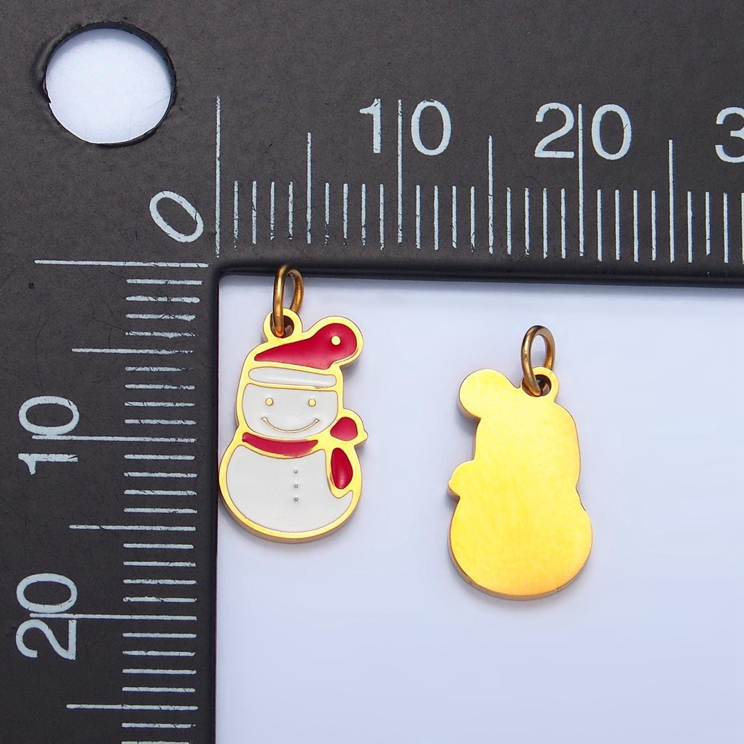 Enamel snowman stainless steel christmas holiday charm | p-1372