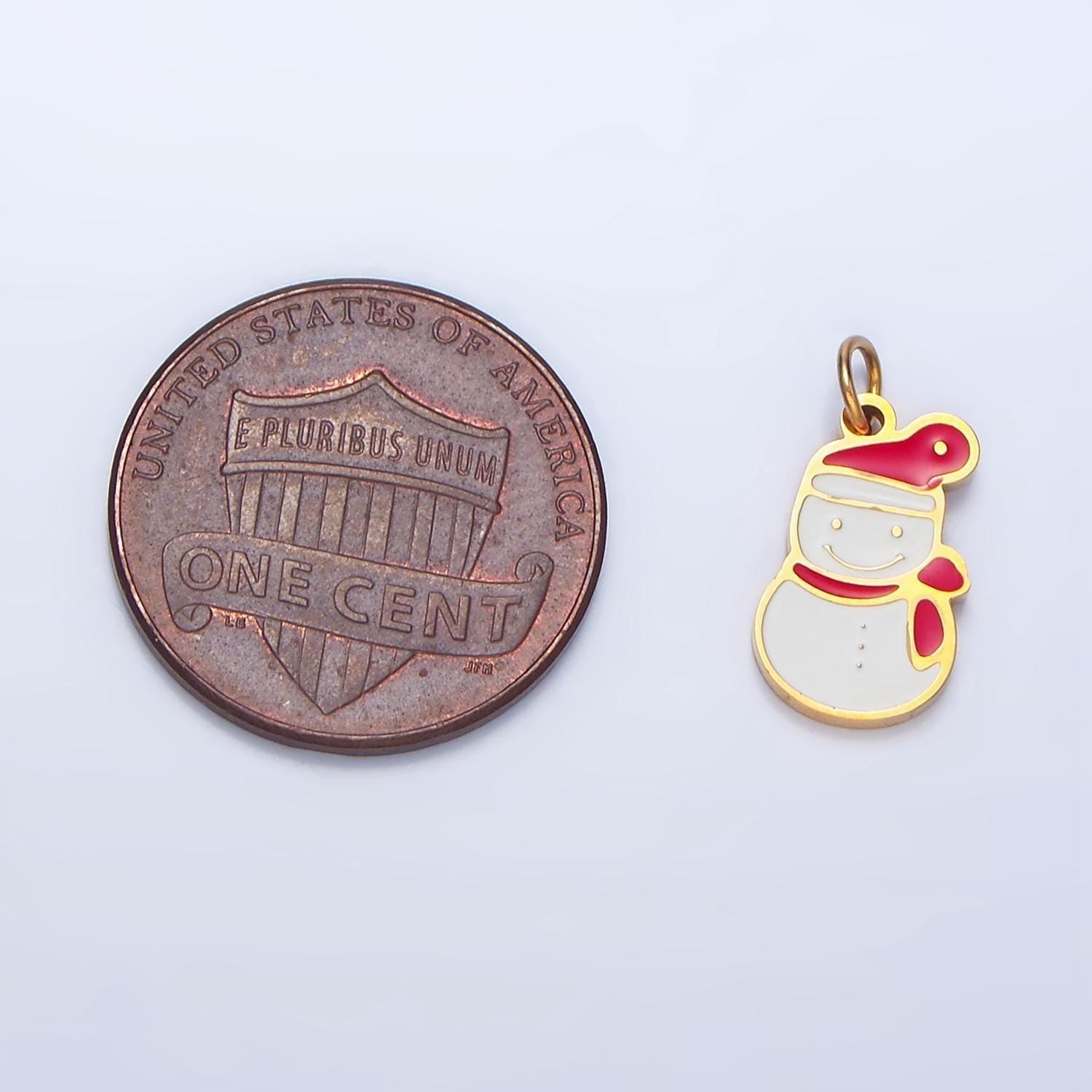 Enamel snowman stainless steel christmas holiday charm | p-1372