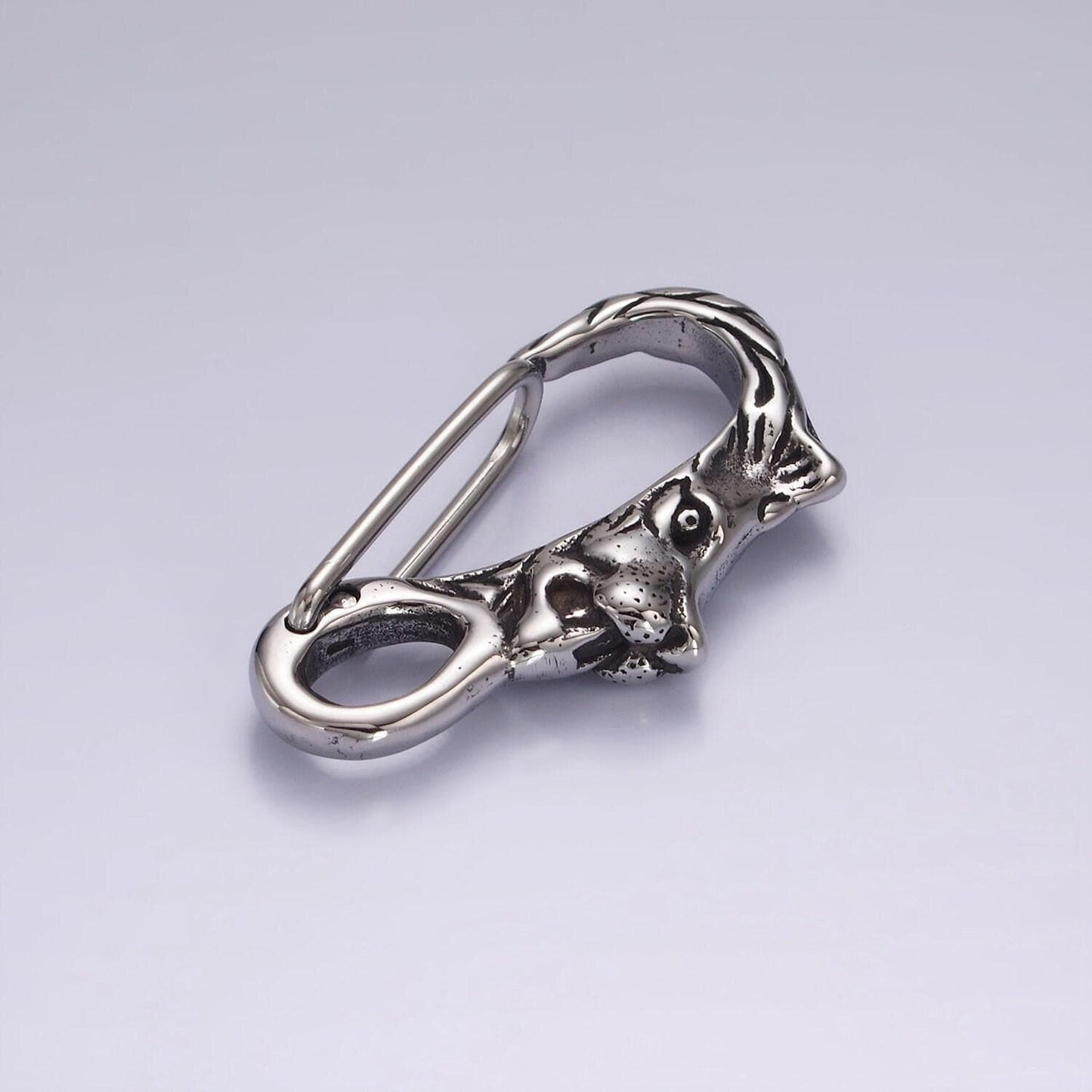 Stainless steel 45mm lion animal carabiner snap hook findings for keychain component supply | z665