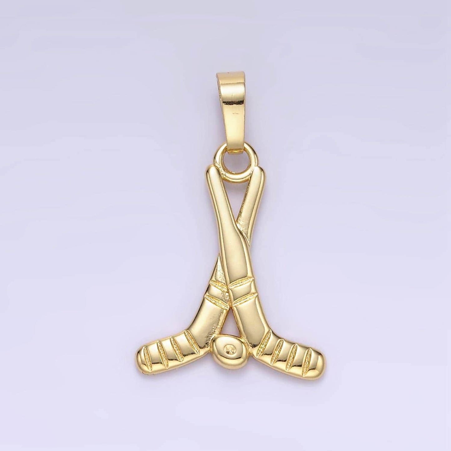 14k gold filled hockey stick charm with for sport jewelry inspired necklace bracelet component | ah-177