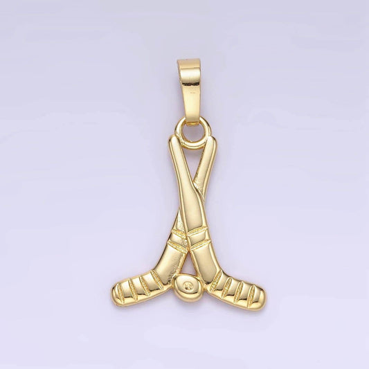 14k gold filled hockey stick charm with for sport jewelry inspired necklace bracelet component | ah-177