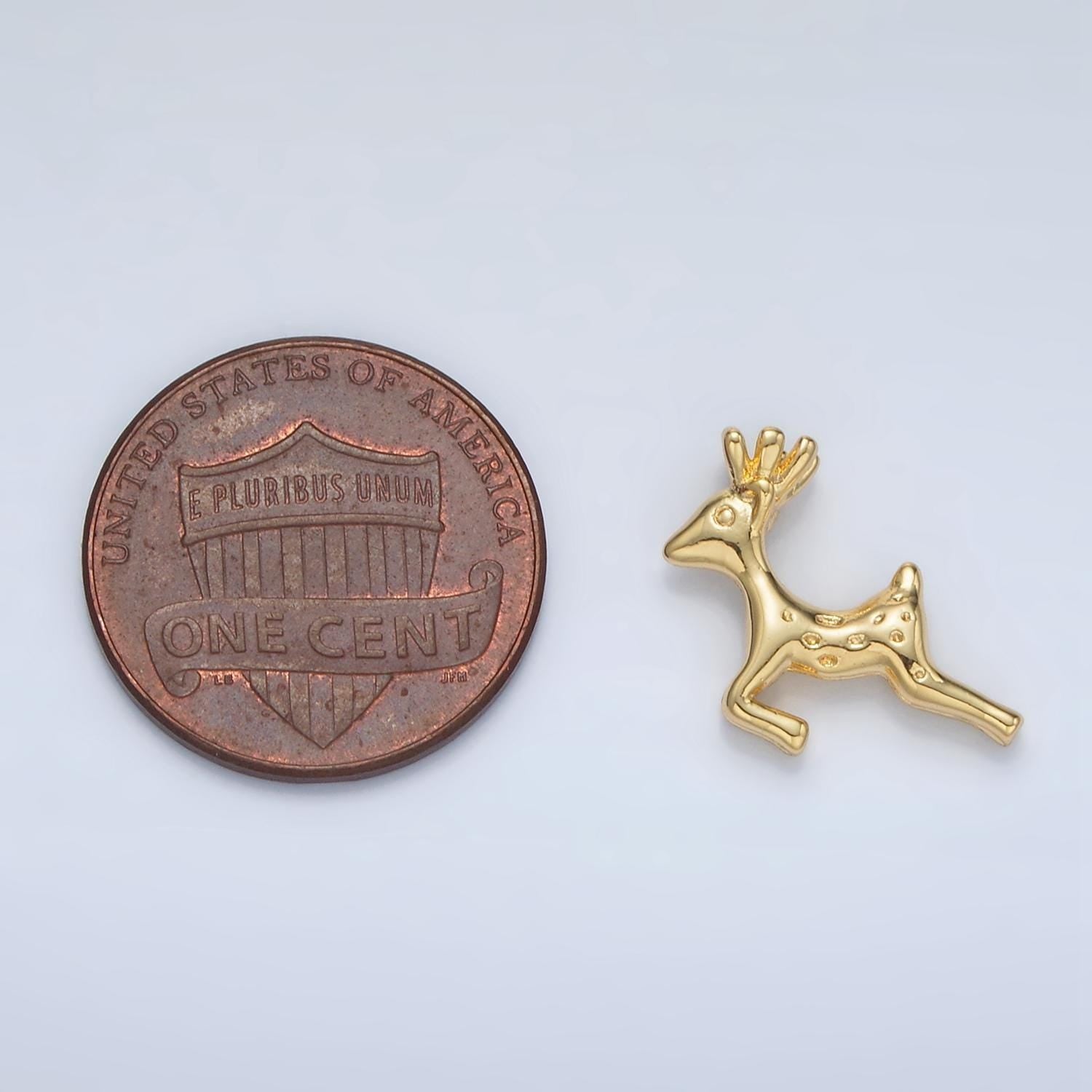 Mini gold reindeer charm tiny rudolph charm christmas charms 24k gold filled findings ac102