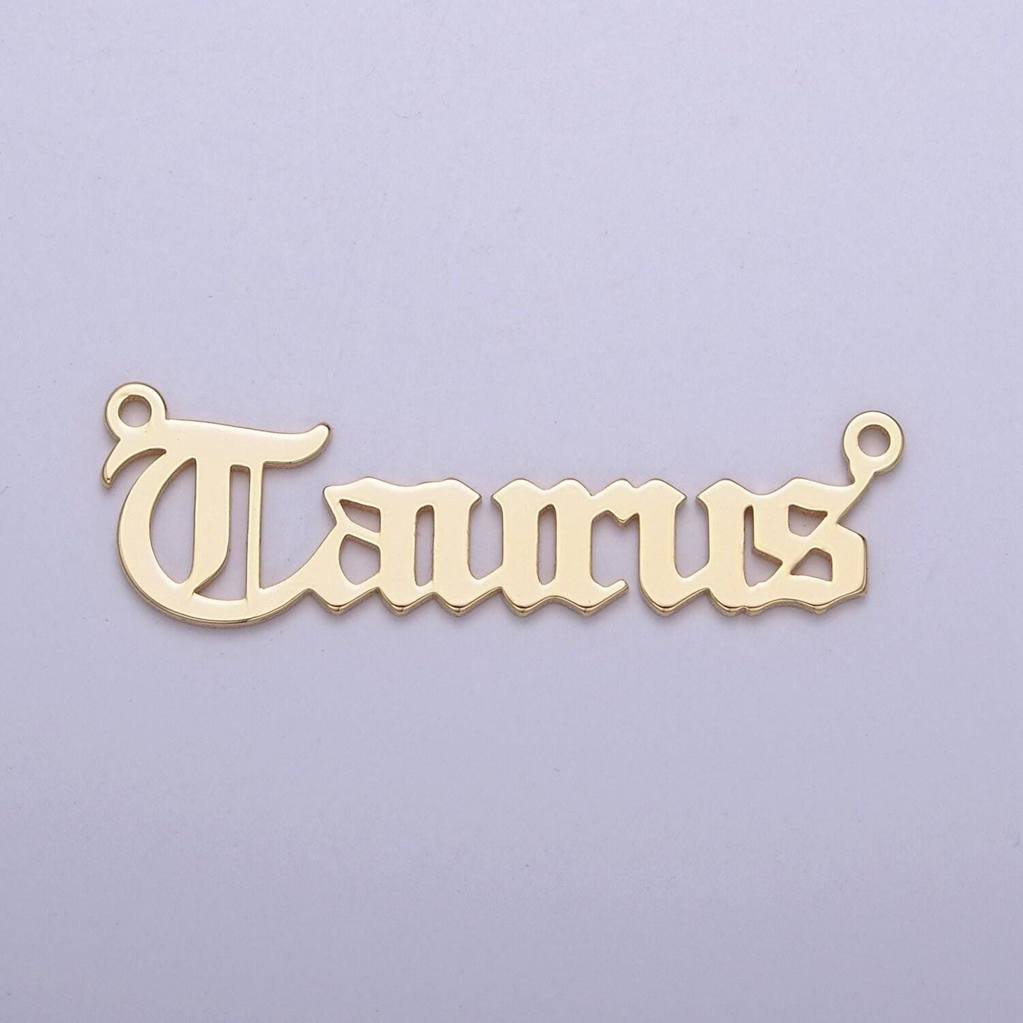 14k gold filled old english font astrology zodiac charms connector for necklace bracelet link, personalized jewelry wholesale a1725--1730