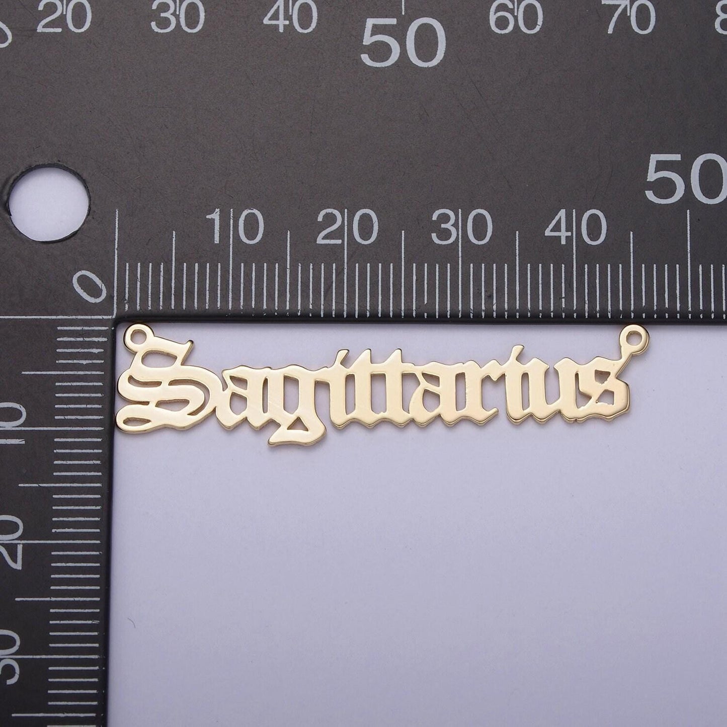 14k gold filled old english font astrology zodiac charms connector for necklace bracelet link, personalized jewelry wholesale a1725--1730