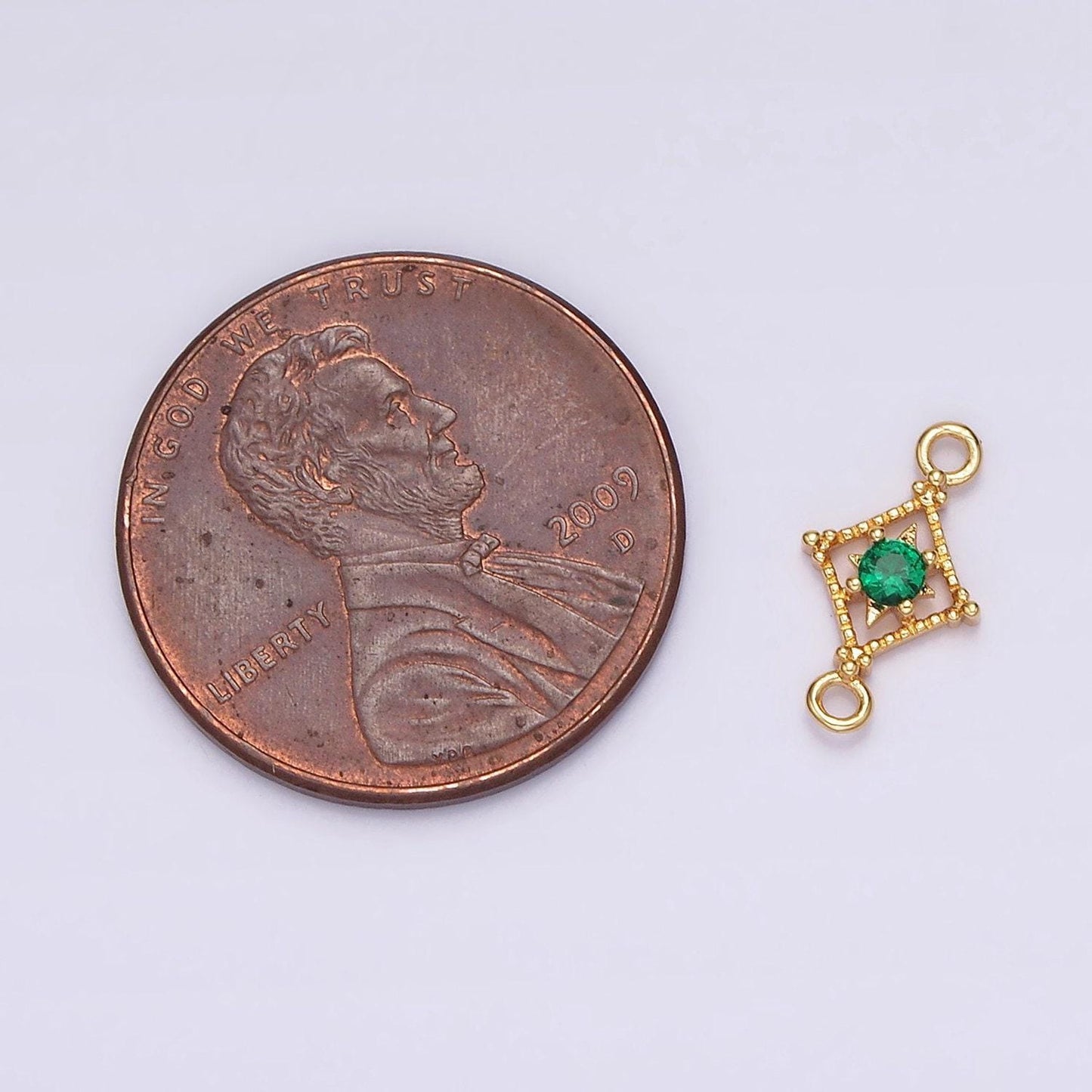16k gold filled clear, pink, green cz celestial star beaded rhombus connector | g054 - g056