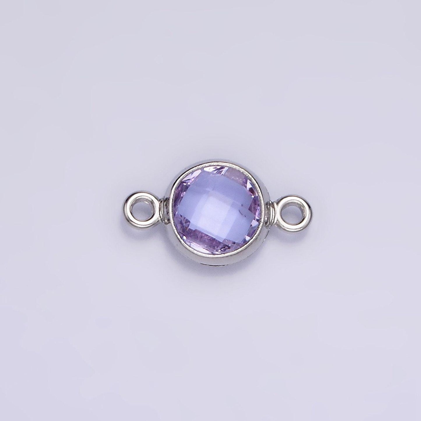 14k gold filled 7mm, 9mm purple multifaceted birthstone round connector in gold & silver | g810 - g813