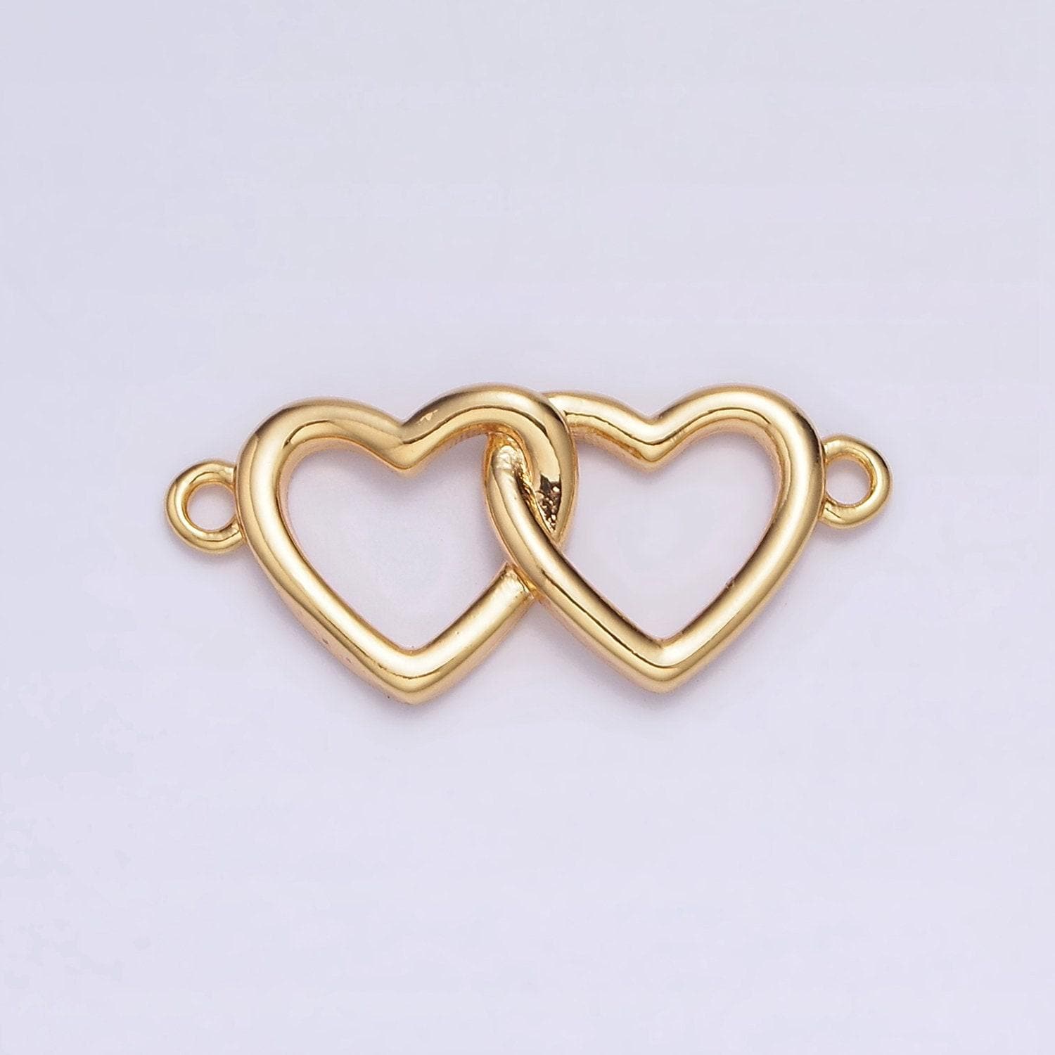 24k gold filled double open heart minimalist connector | g646