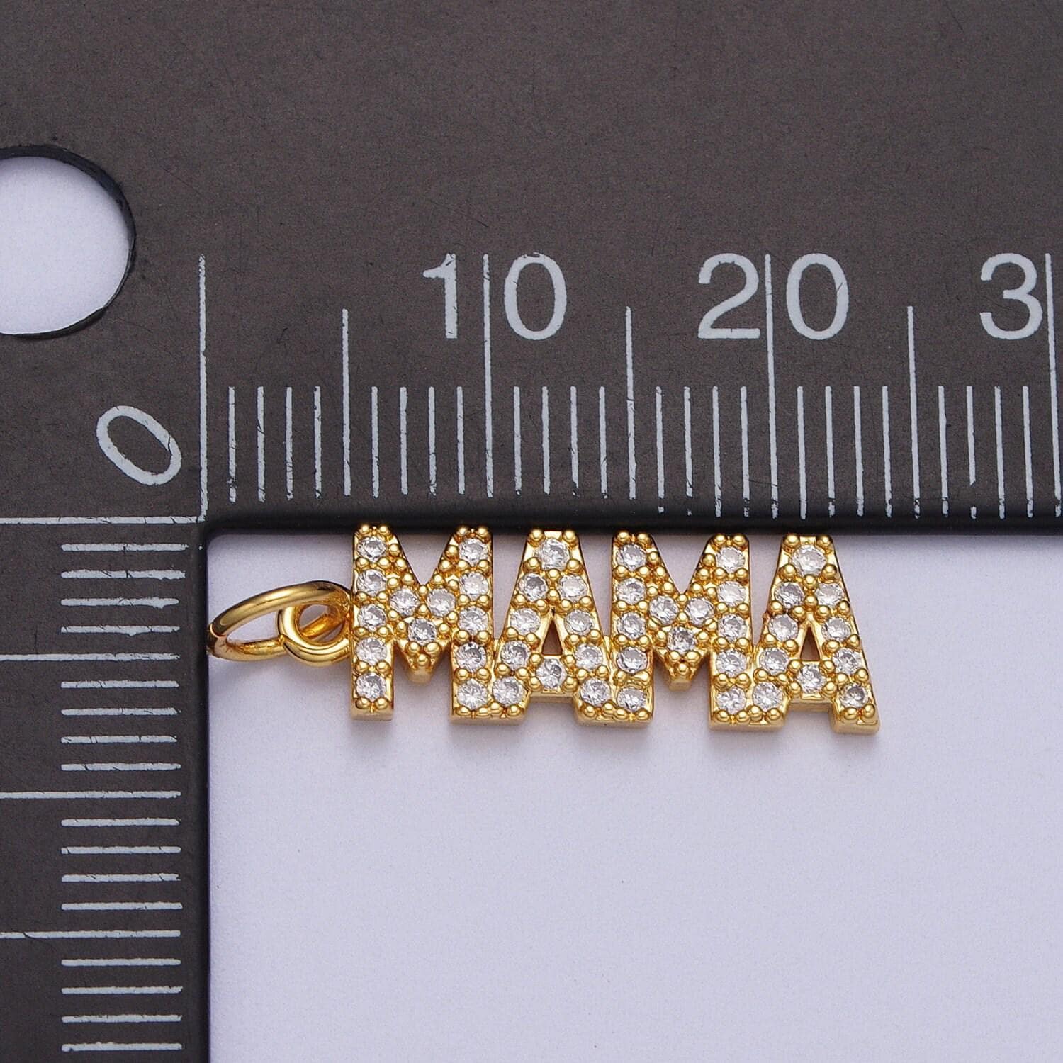 Dainty cubic gold mama charm for bracelet necklace earring component diy jewelry making supply cz word charm minimalist jewelry ac547