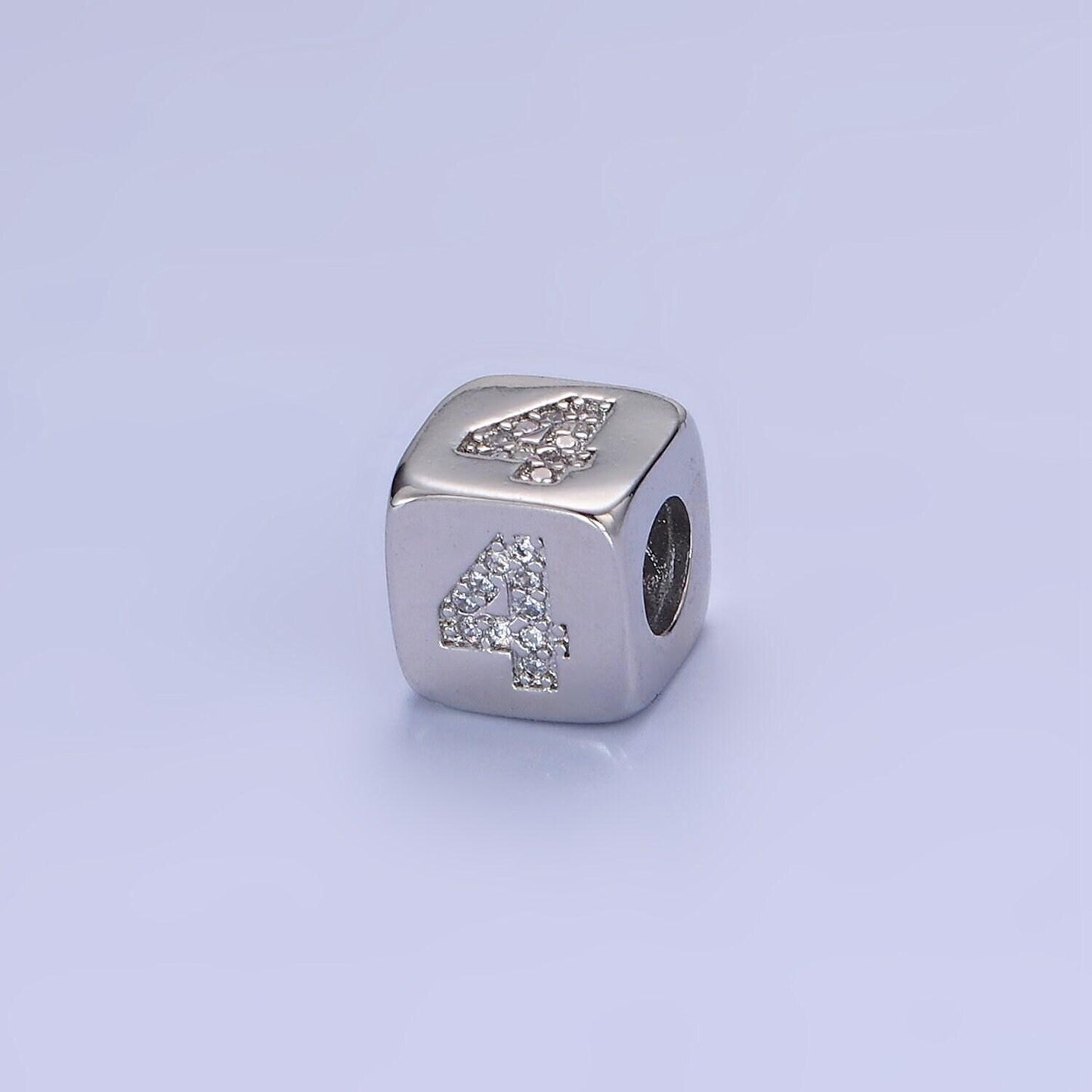 9mm silver initial number beads, 1,2,3,4,5,6,7 beads, arabic number beads micro pave dice block charm for bracelet necklace supply 0-9 year