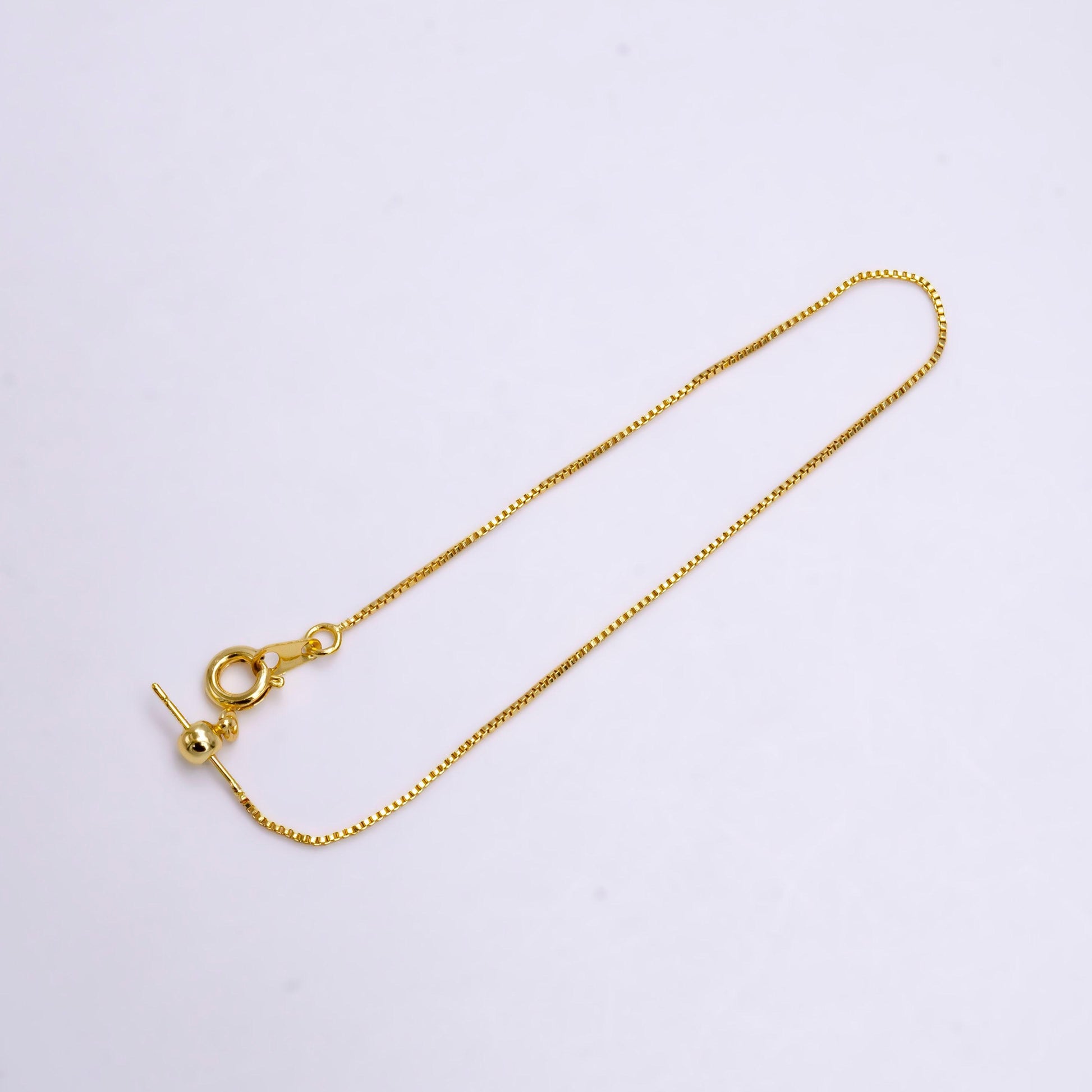 1x adjustable bracelet ready to wear 24k gold filled square box chain bracelet dainty box chain for jewelry making with pendant charm z-907