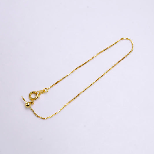1x adjustable bracelet ready to wear 24k gold filled square box chain bracelet dainty box chain for jewelry making with pendant charm z-907