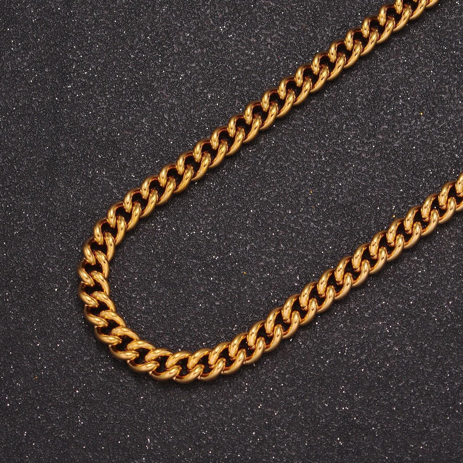 19.5 inch gold filled curb chain, 5.3mm width curb unfinished chain for diy jewelry necklace bracelet anklet making, wa-1393