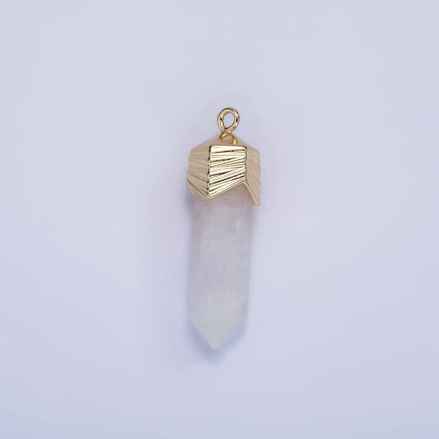 Dainty gemstone spike pendant charm with gold plated edges rose quartz onyx blue lapiz amazonite pendant ag333