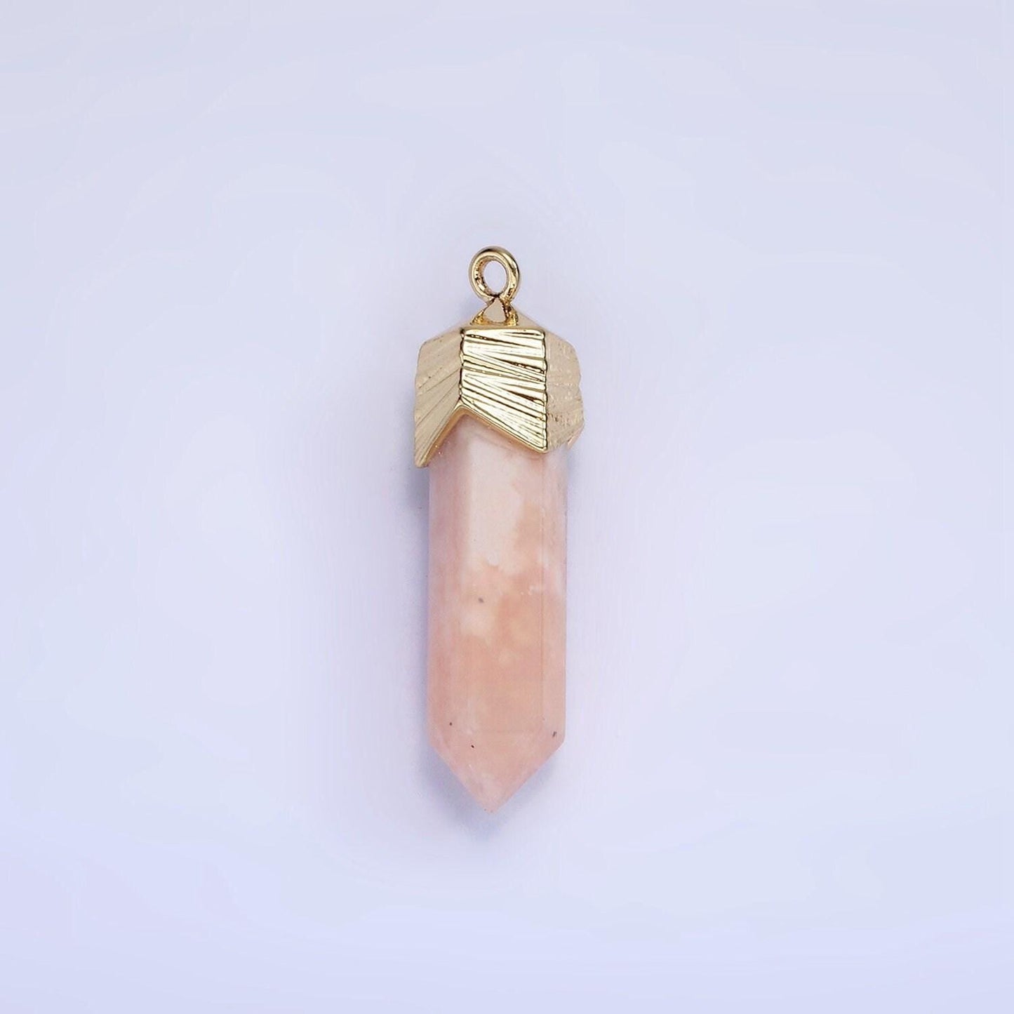 Dainty gemstone spike pendant charm with gold plated edges rose quartz onyx blue lapiz amazonite pendant ag333