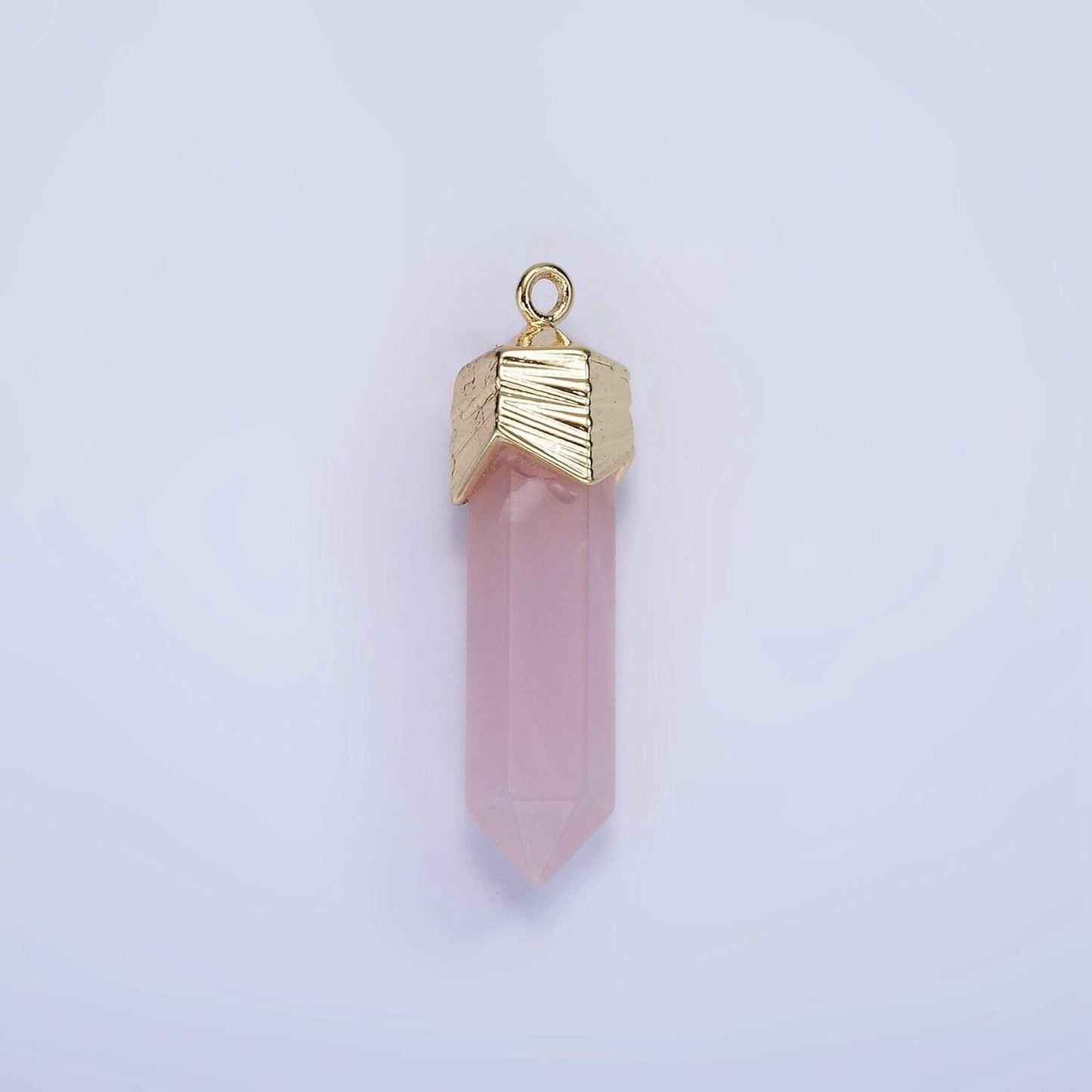 Dainty gemstone spike pendant charm with gold plated edges rose quartz onyx blue lapiz amazonite pendant ag333