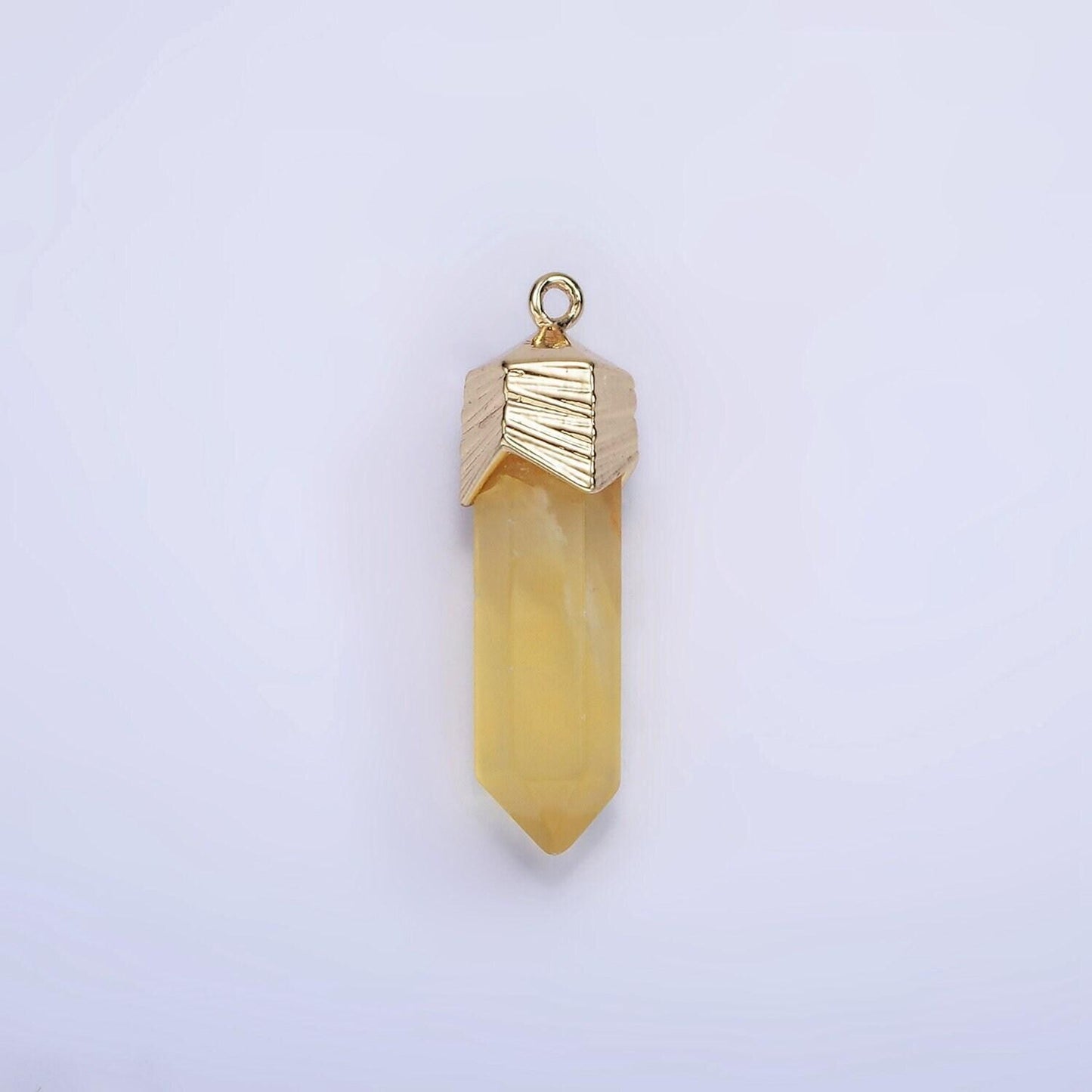 Dainty gemstone spike pendant charm with gold plated edges rose quartz onyx blue lapiz amazonite pendant ag333