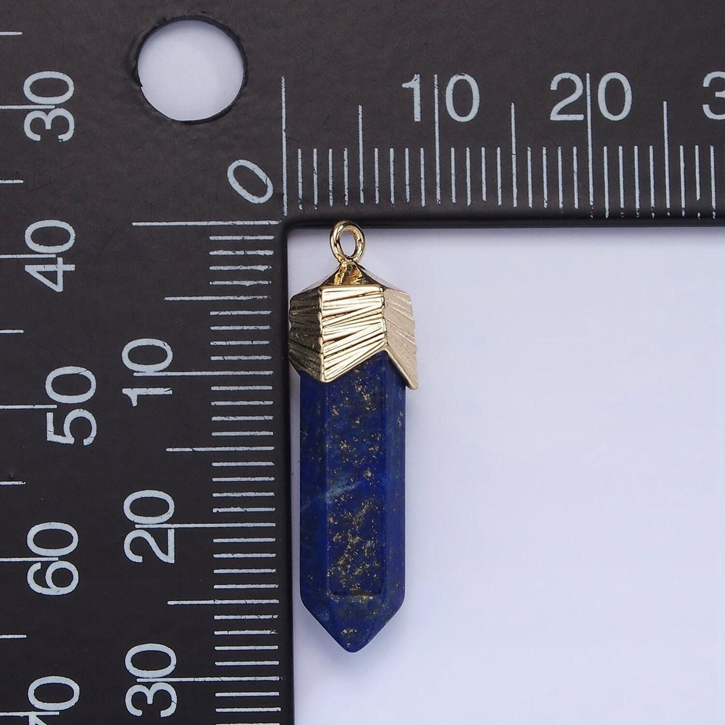 Dainty gemstone spike pendant charm with gold plated edges rose quartz onyx blue lapiz amazonite pendant ag333