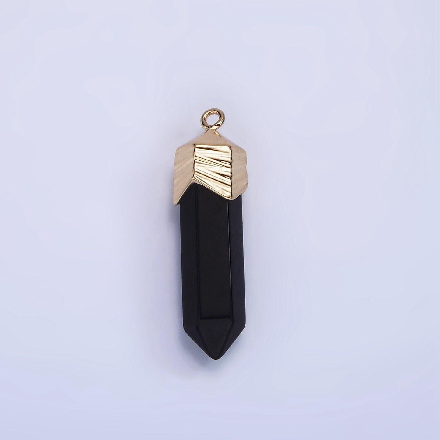 Dainty gemstone spike pendant charm with gold plated edges rose quartz onyx blue lapiz amazonite pendant ag333