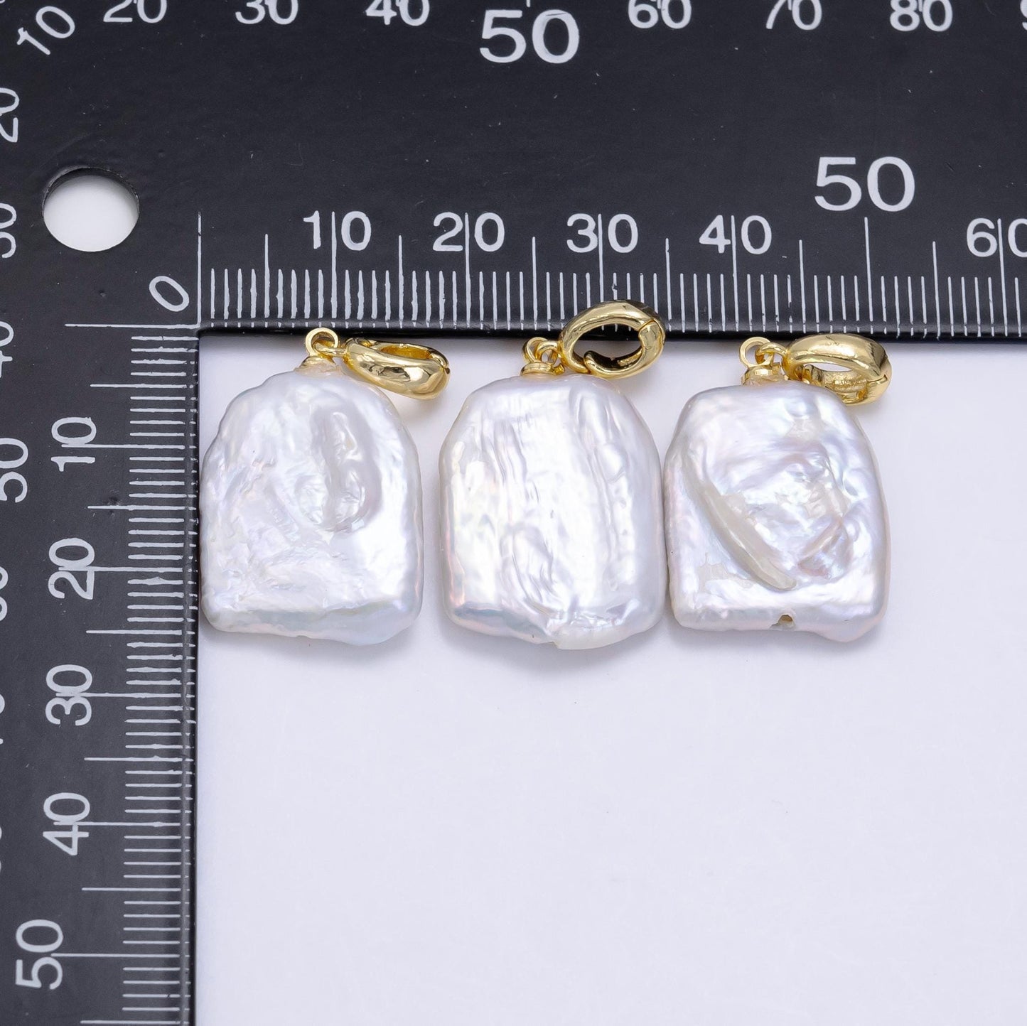 1pc freeform square shape baroque pearl charm with 24k gold filled bail for necklace anklet bracelet earring supplies p1892