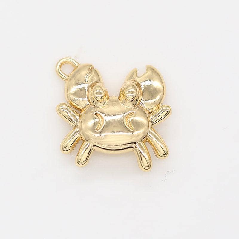 1 pc gold crab charm, king crab bracelet charm,dainty crustaceans necklace charm, tiny earring charm, ocean underwater animal, -697