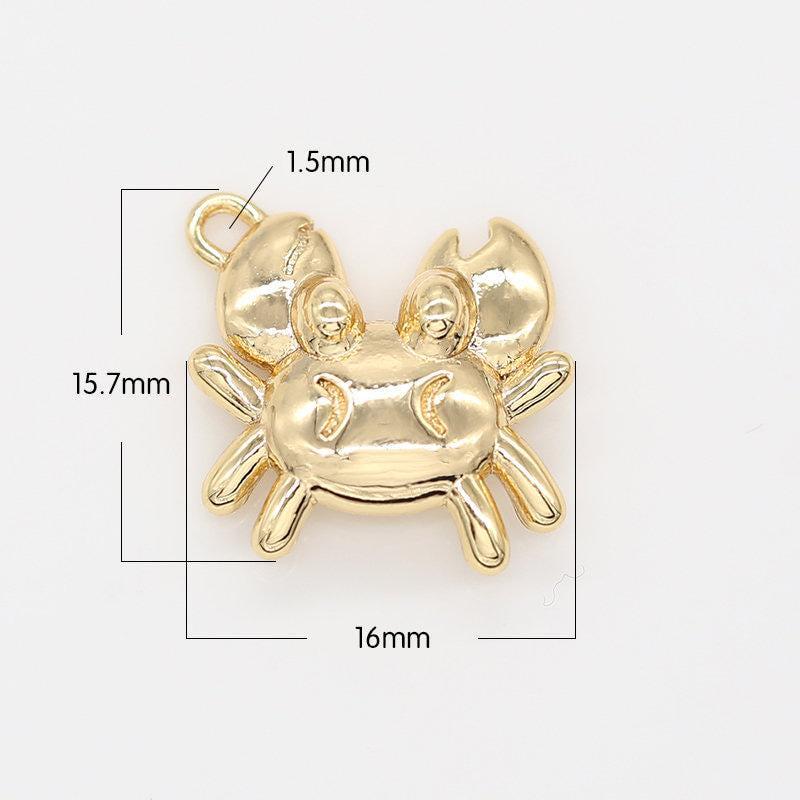 1 pc gold crab charm, king crab bracelet charm,dainty crustaceans necklace charm, tiny earring charm, ocean underwater animal, -697