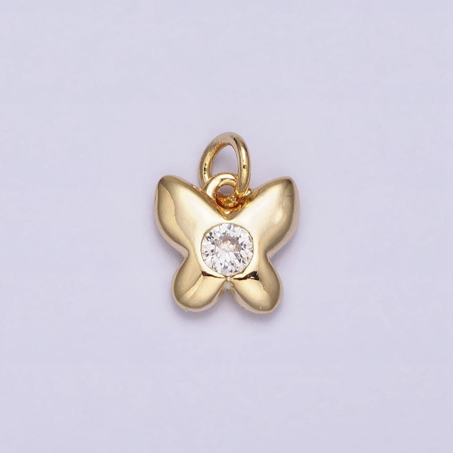 16k gold filled butterfly mariposa round clear cz add-on mini charm | ac1158