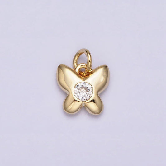 16k gold filled butterfly mariposa round clear cz add-on mini charm | ac1158