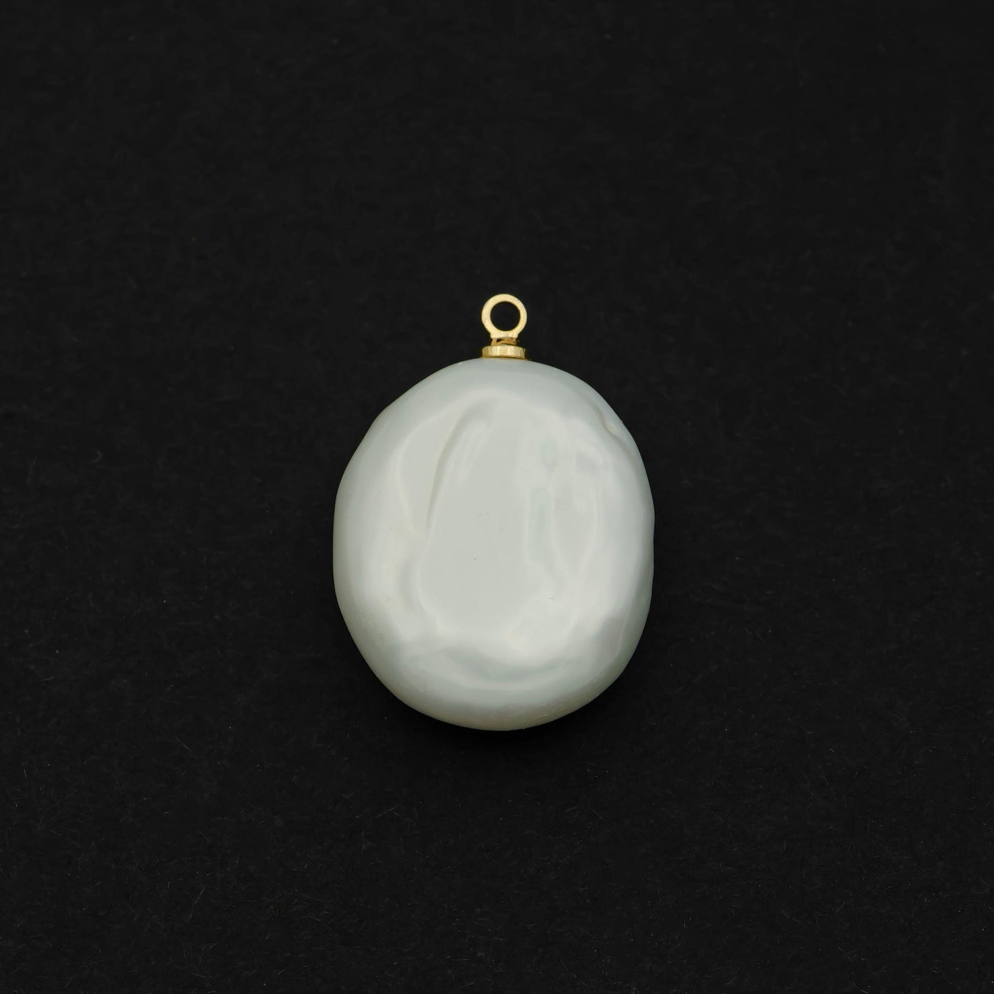 14k gold filled brass hook baroque irregular round pearl charm, keshi pearl coin pendant p1589