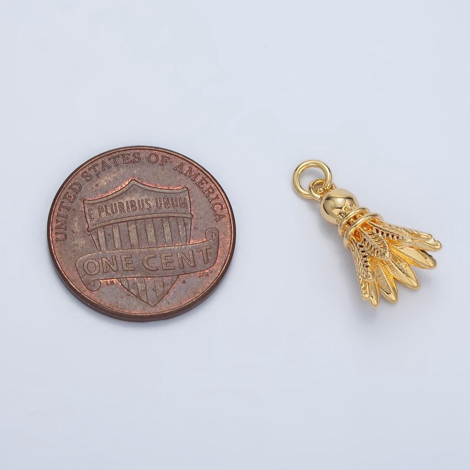 14k gold filled shuttlecock pendant charm for badminton sport jewelry inspired necklace bracelet component | d800