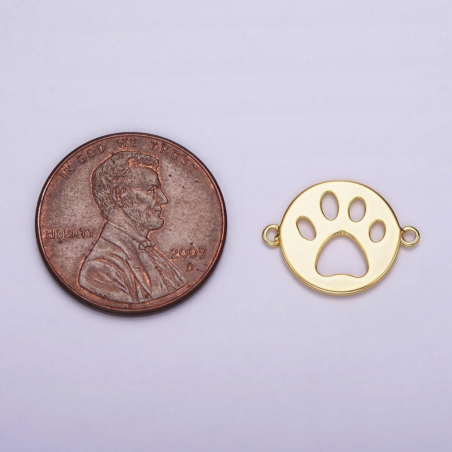 14k gold filled 12mm pawprint animal pet round open connector | g803