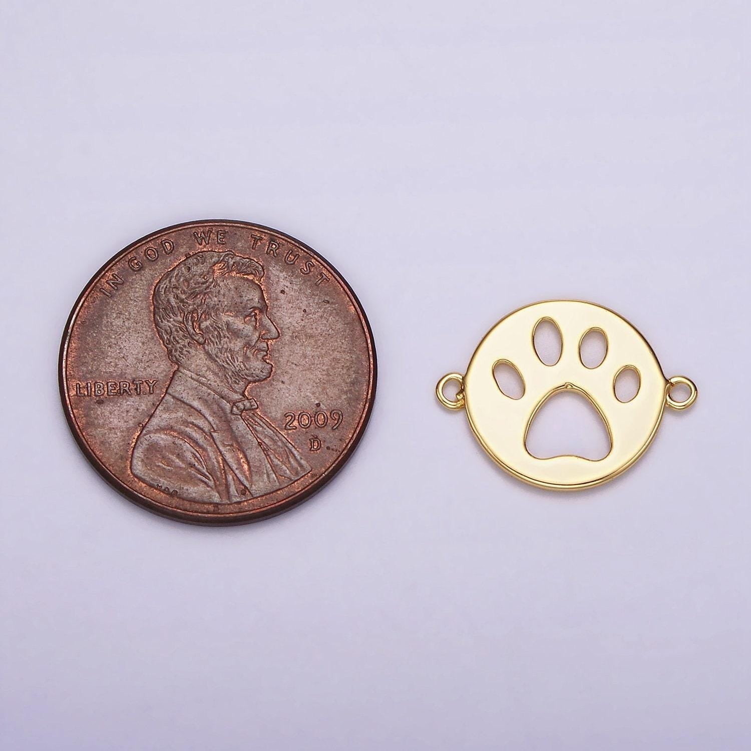 14k gold filled 12mm pawprint animal pet round open connector | g803
